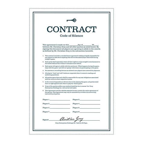 Printable 50 Shades Of Grey Contract